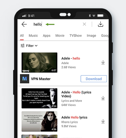 search for YouTube videos on VidMate