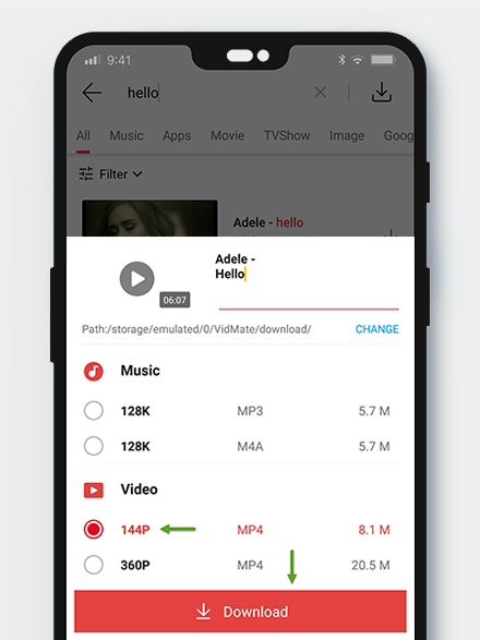 Download YouTube videos with VidMate