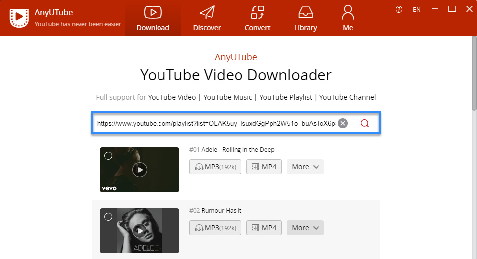 search YouTube playlist