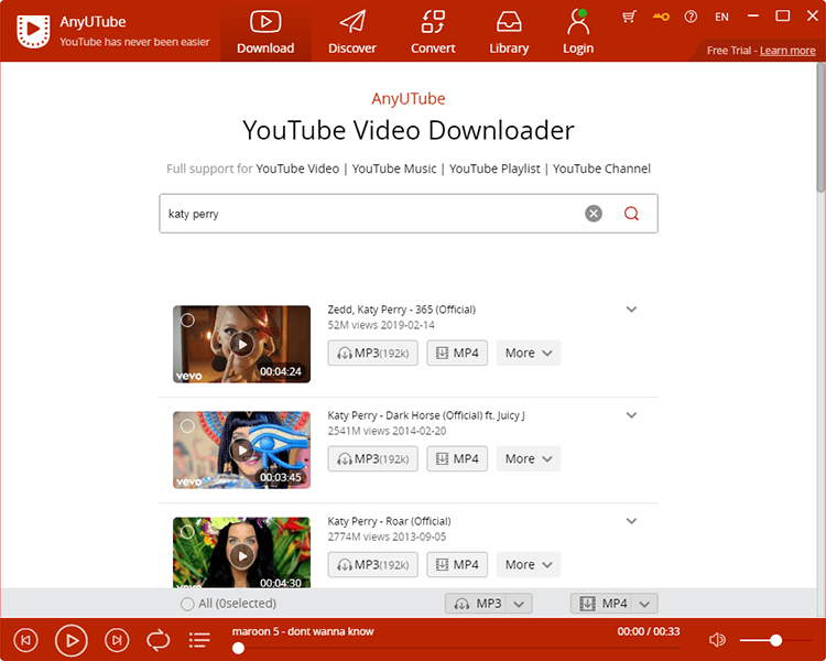 search YouTube music with keywords