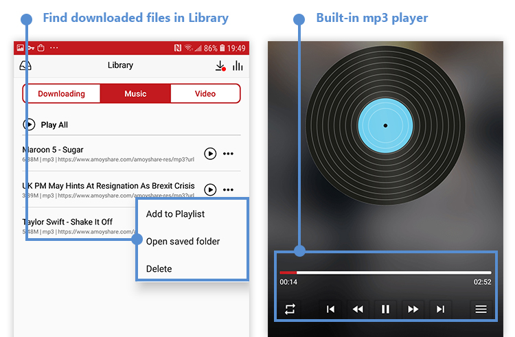 built-in music player