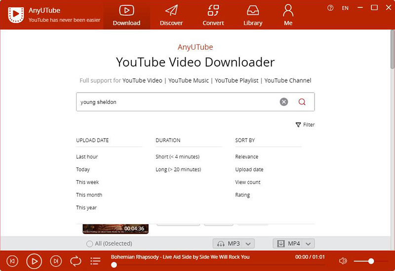 filter YouTube search results