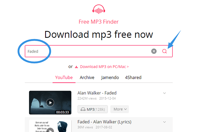 Search the Faded song