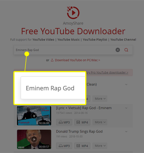 search for Eminem Rap God