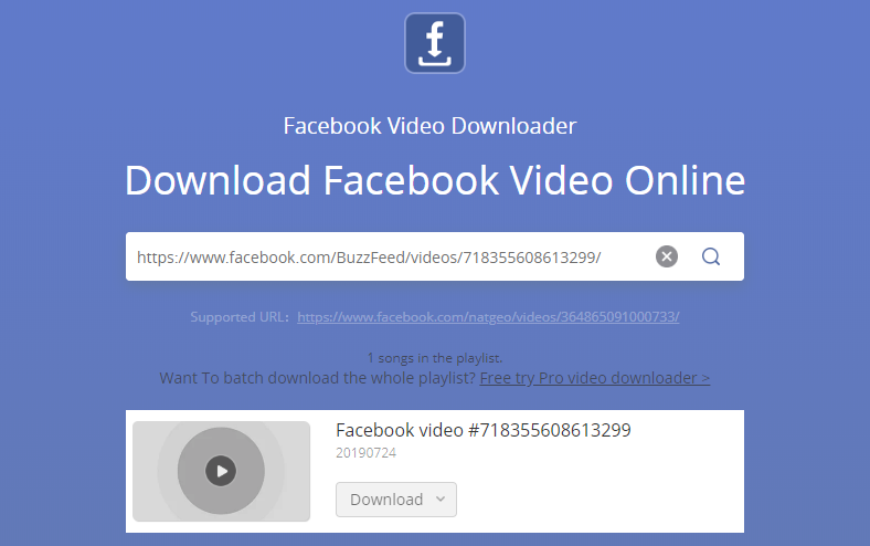 paste URL of Facebook video
