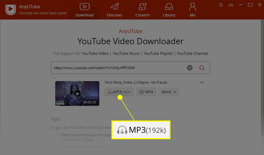 Download the video of “No Frauds” by hitting MP4 icon