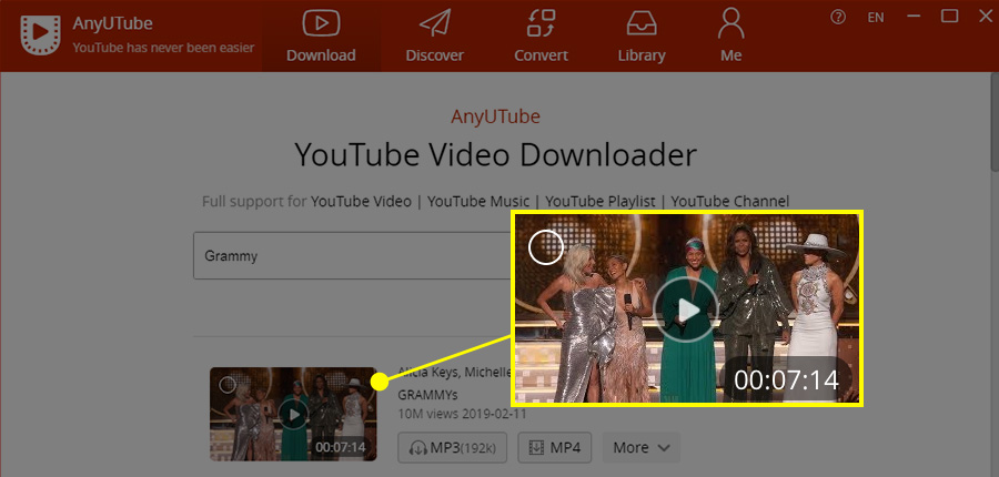 Preview videos related to “Grammy” by touching the Play button