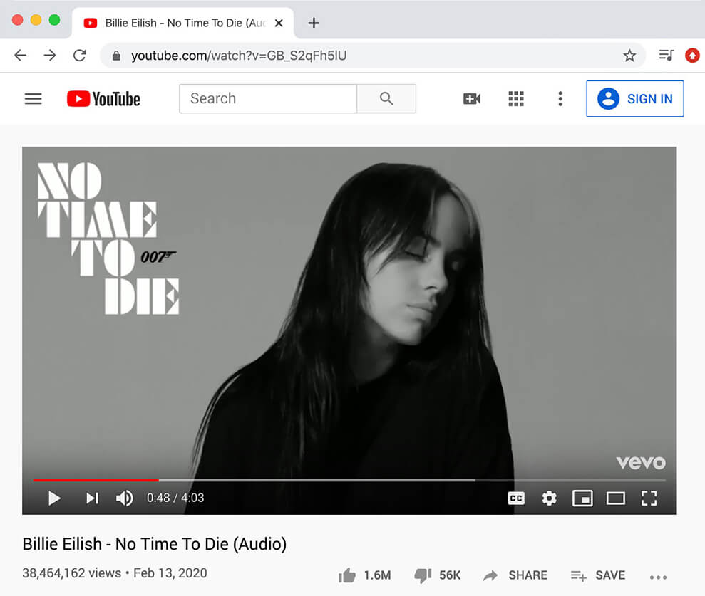 copy URL of YouTube music