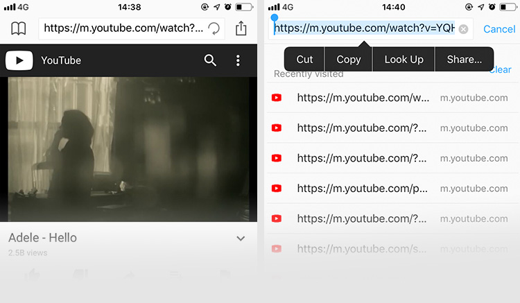 copy YouTube link
