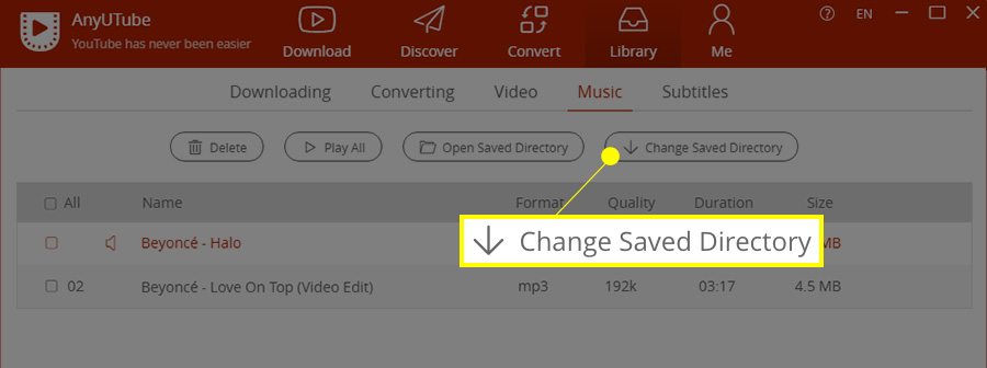 Check downloaded videos in “library”