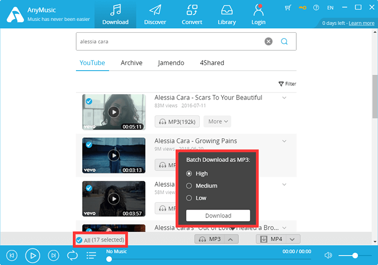 Batch download with AnyMusic