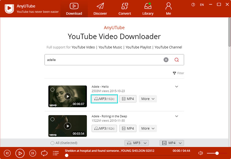 search music on YouTube