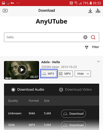 YouTube MP3 format