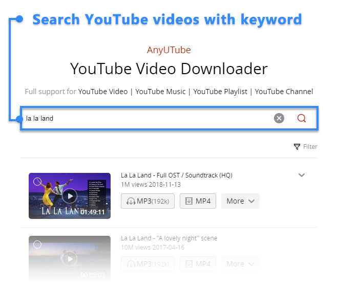 search YouTube videos