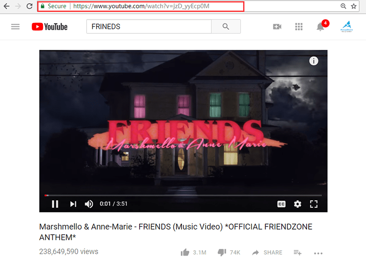 Copy YouTube video link