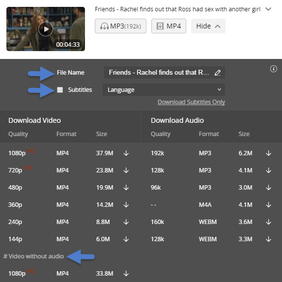 YouTube quality option