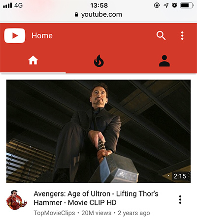 YouTube on iPhone