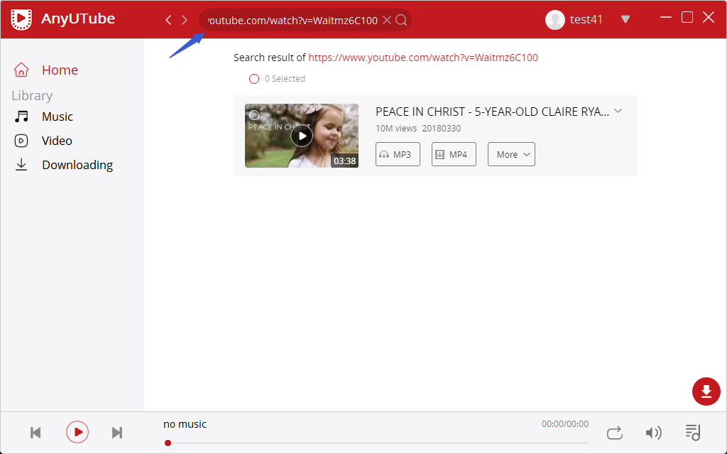 paste YouTube URL to search
