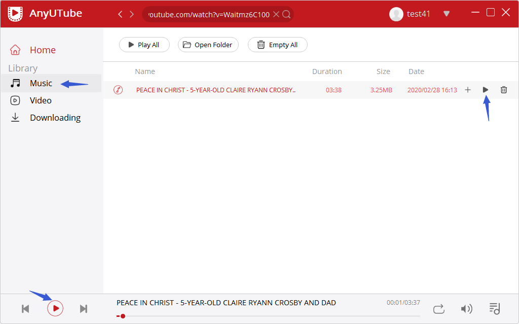 play YouTube MP3 with AnyUTube