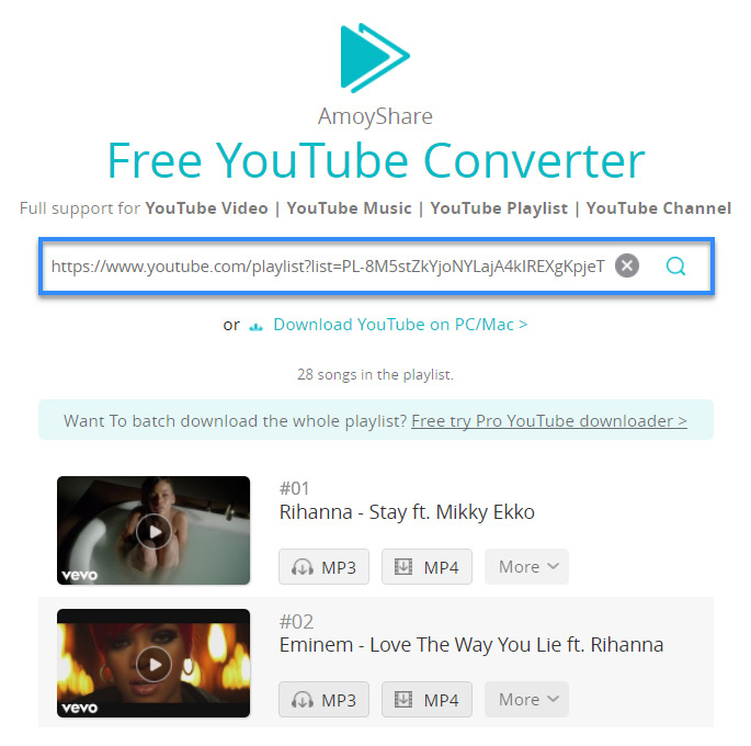 Search for Rihanna playlist