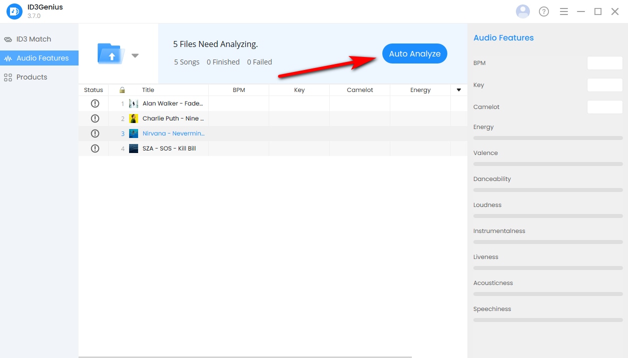 انقر فوق التحليل التلقائي