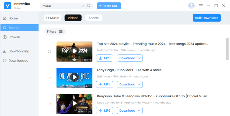 Pick the track from results
