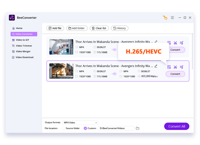 HEVC/H.265 Video Coding Supported