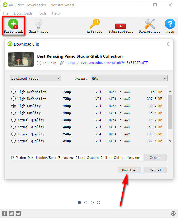 Interfaccia di download video 4K Video Downloader