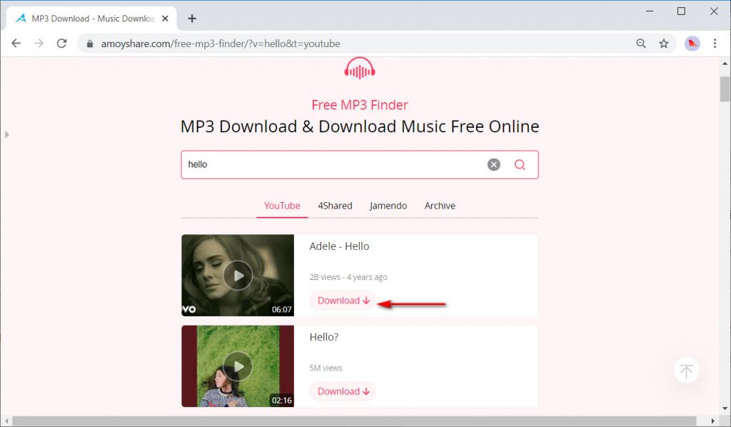 AmoyShare MP3 gratuit Finder musique aperçu