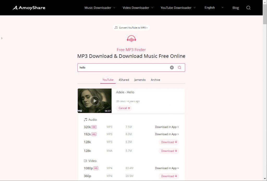 Téléchargement gratuit de musique MP3 Finder