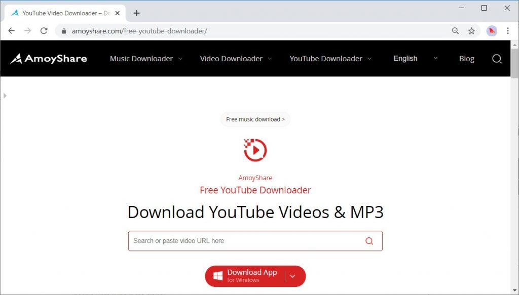 واجهة AmoyShare Free YouTube Downloader