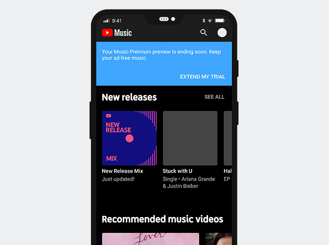 YT Music interface