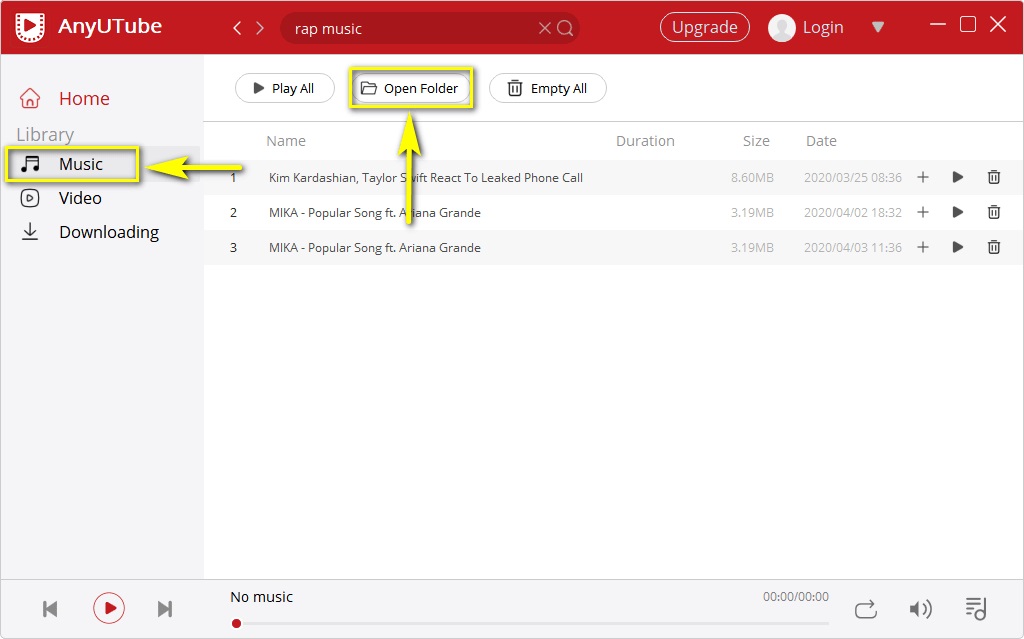 Speicherort der AnyUTube-Audiodatei
