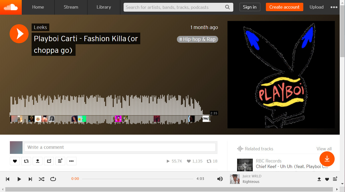 เล่นเพลงใน SoundCloud