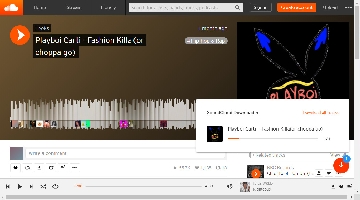 ดาวน์โหลดเพลงใน SoundCloud