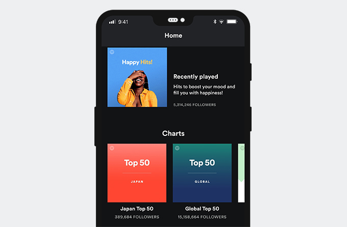 Spotifyアプリのインターフェース