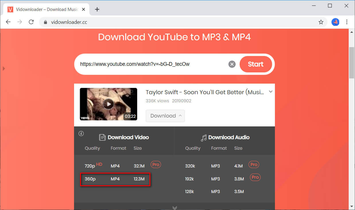 Téléchargement vidéo Vidownloader