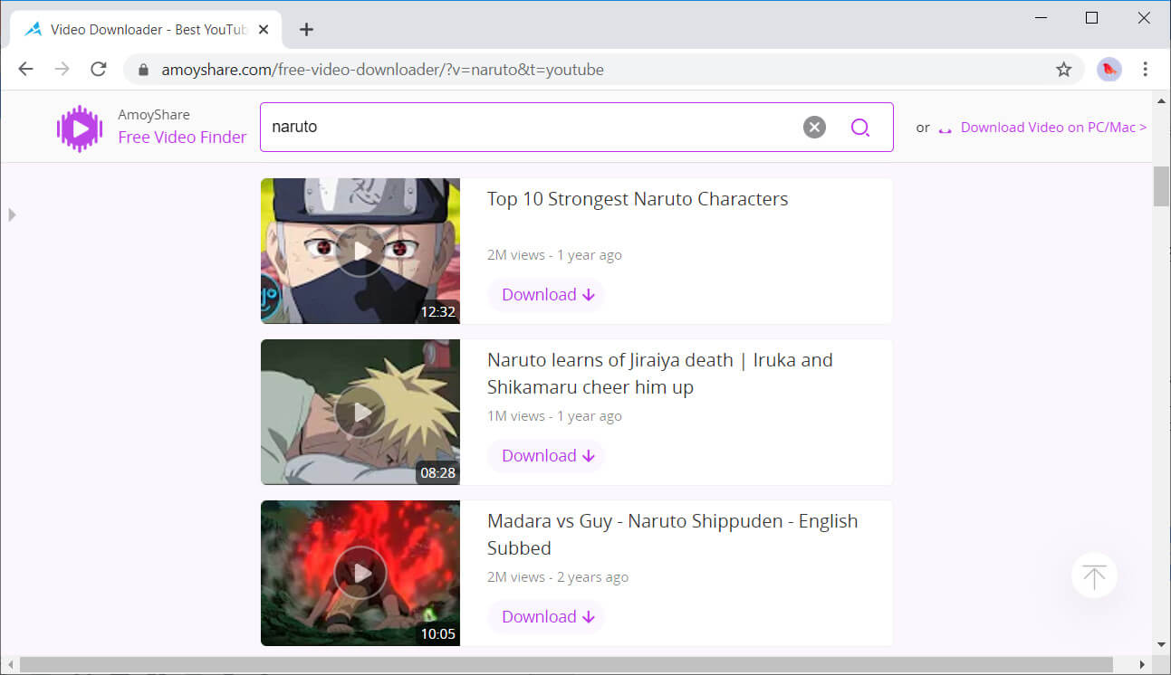 Amoyshare online downloader anime navegação