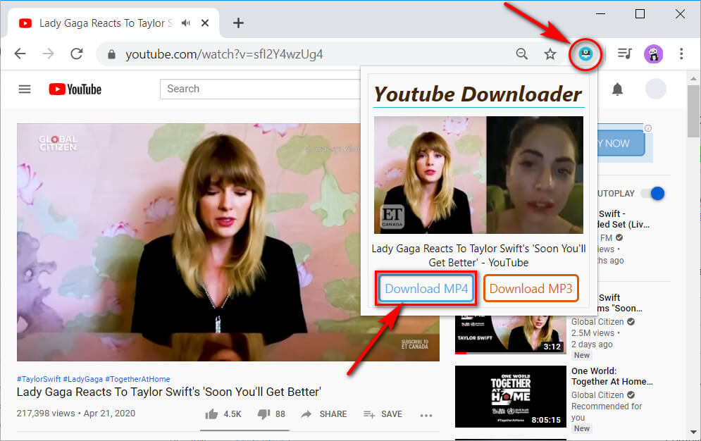 YouTube Downloader Erweiterung Video finden