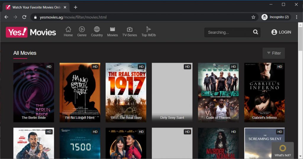 Yesmovies interface