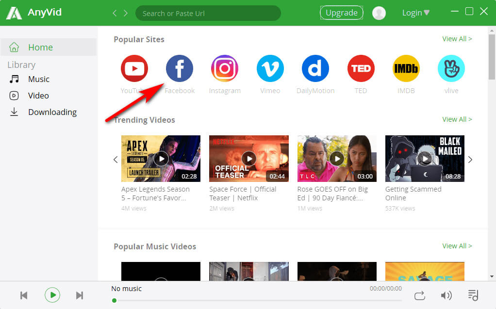 Facebook is in the “Popular Sites”