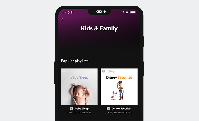 Интерфейс Spotify Kids