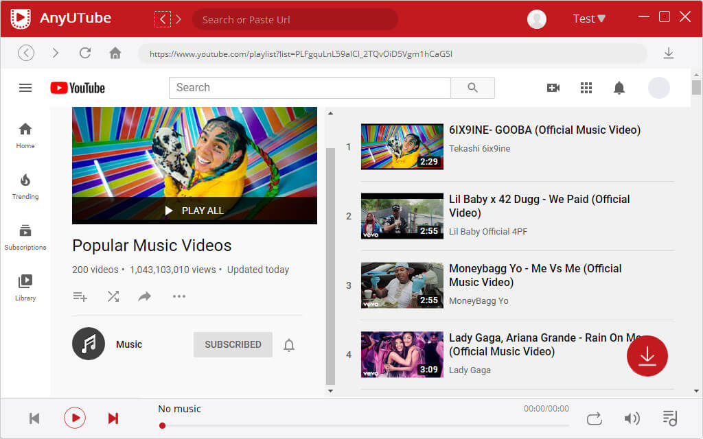 Accesso a YouTube tramite AnyUTube