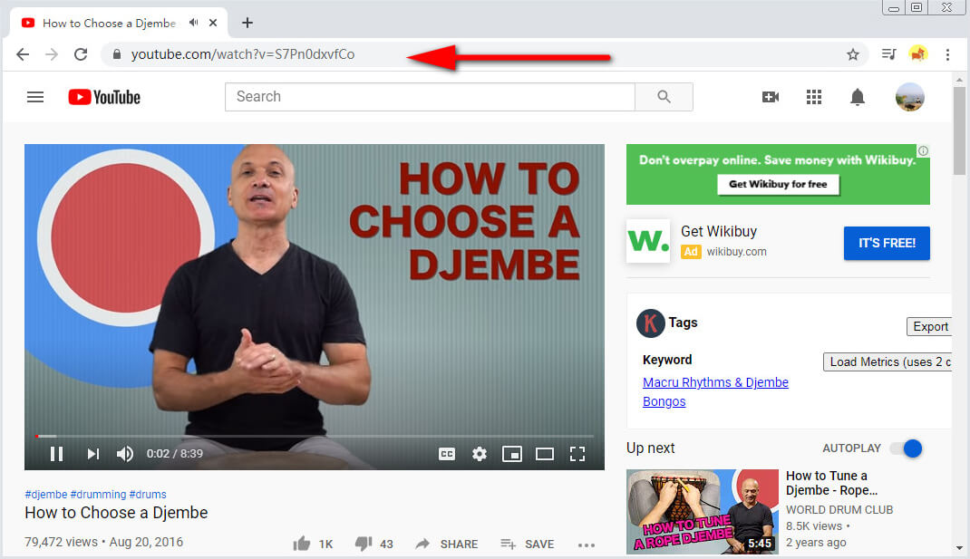Copy an URL from YouTube