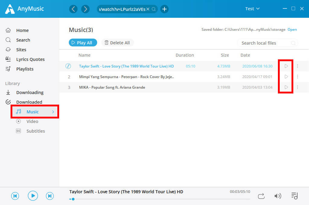 Enjoy downloaded music on AnyMusic