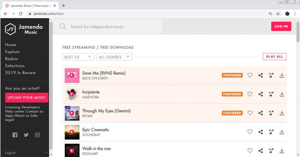 Alternativas de SoundCloud - Jamendo