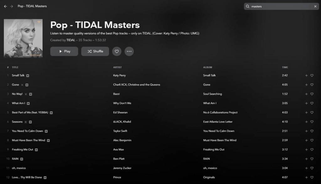 อินเทอร์เฟซ Tidal