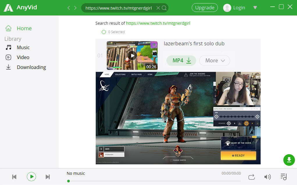AnyVid Twitch Video-Download per Link