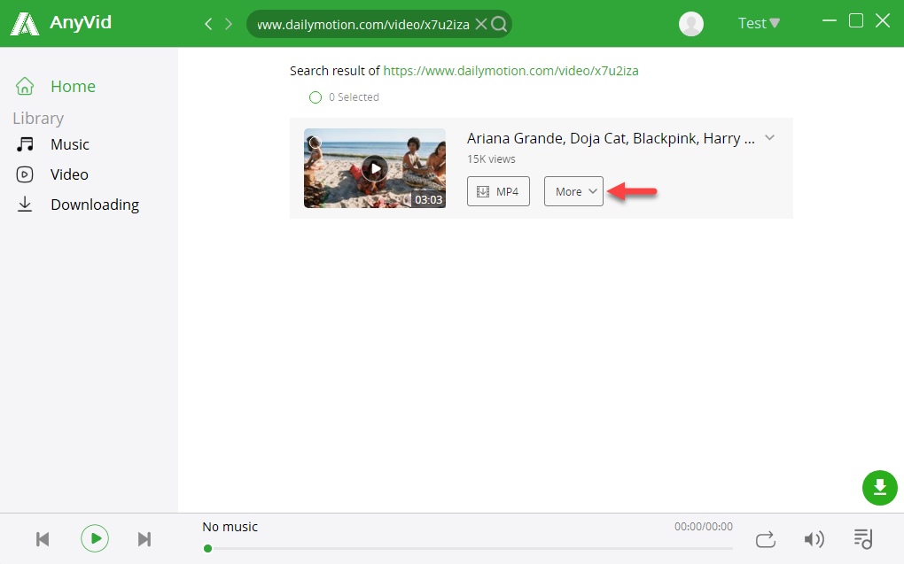 Convertir Dailymotion en MP3 par AnyVid