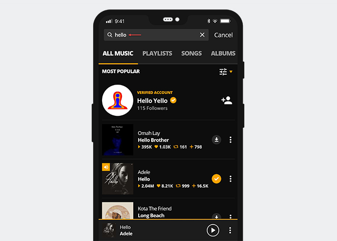 Search for music on Audiomack